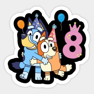 Bluey Happy 8 Years Birthday Sticker